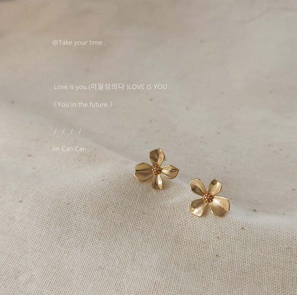 Mini ~ Simple 925 silver needle matte plated small and compact, no need to remove petal earrings for daily sleep. Factory earrings pic 4