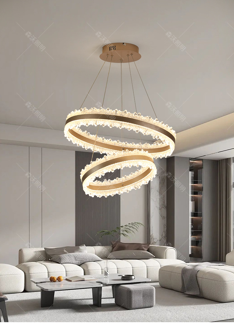 全光谱客厅吊灯意式轻奢圆环led大厅主灯设计师样板房卧室餐厅灯详情14