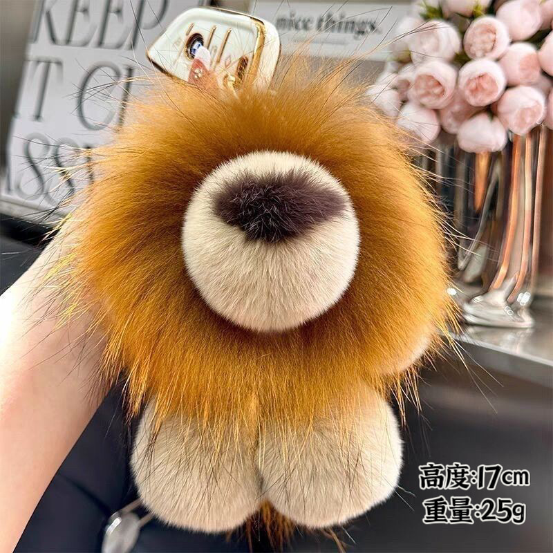 仿獭兔毛小狮子兔子钥匙扣挂件毛绒绒挂件包包挂饰毛绒玩具公仔详情1