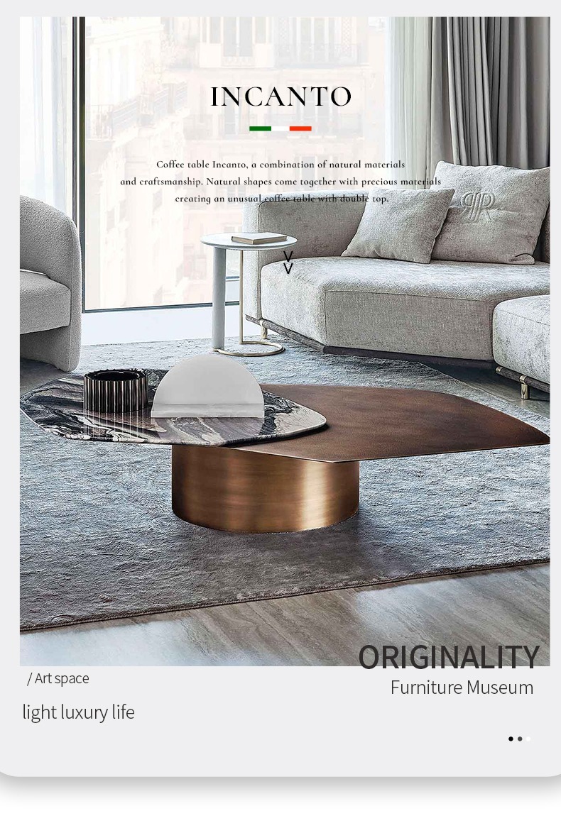 Rugiano living room light luxury marble rotating coffee table, creative minimalist designer high-end combination coffee table pic 1