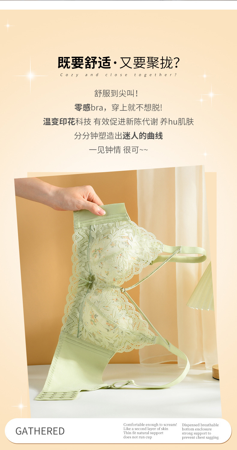 Sexy seamless lingerie for women, anti-sagging, comfortable and adjustable lace bra without underwire temperature change maintenance pic 2