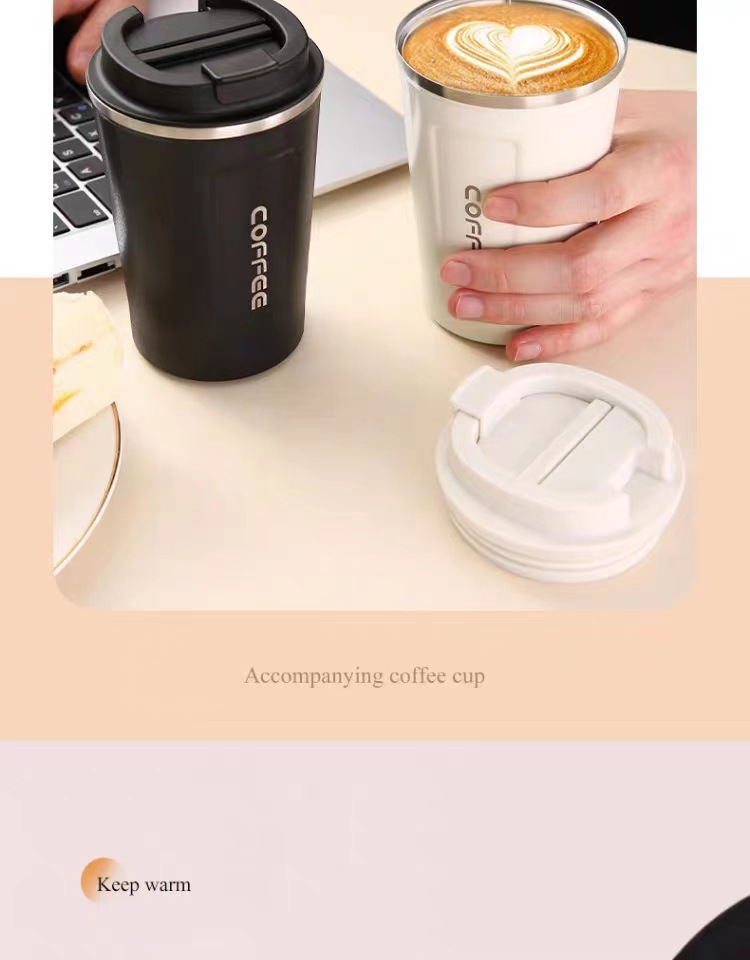 跨境简约不锈钢车载咖啡杯商务便携真空随行杯办公直饮保温杯现货详情2