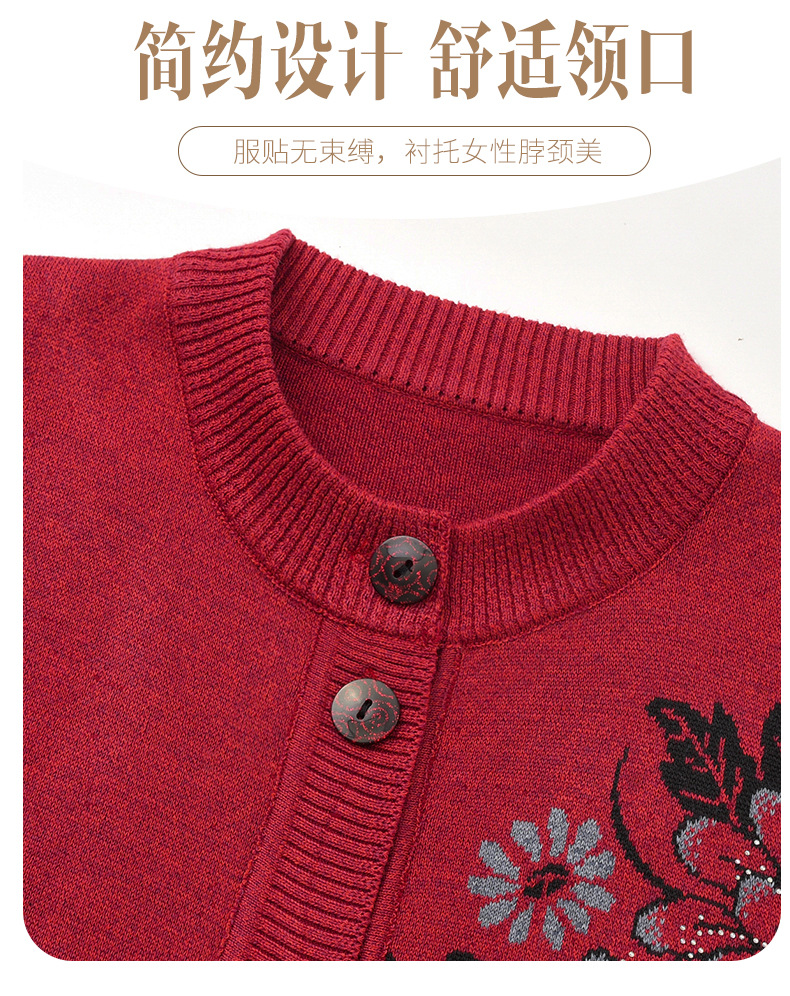 奶奶春装毛衣开衫宽松春秋女中老年人春秋装妈妈针织外套老人衣服详情10