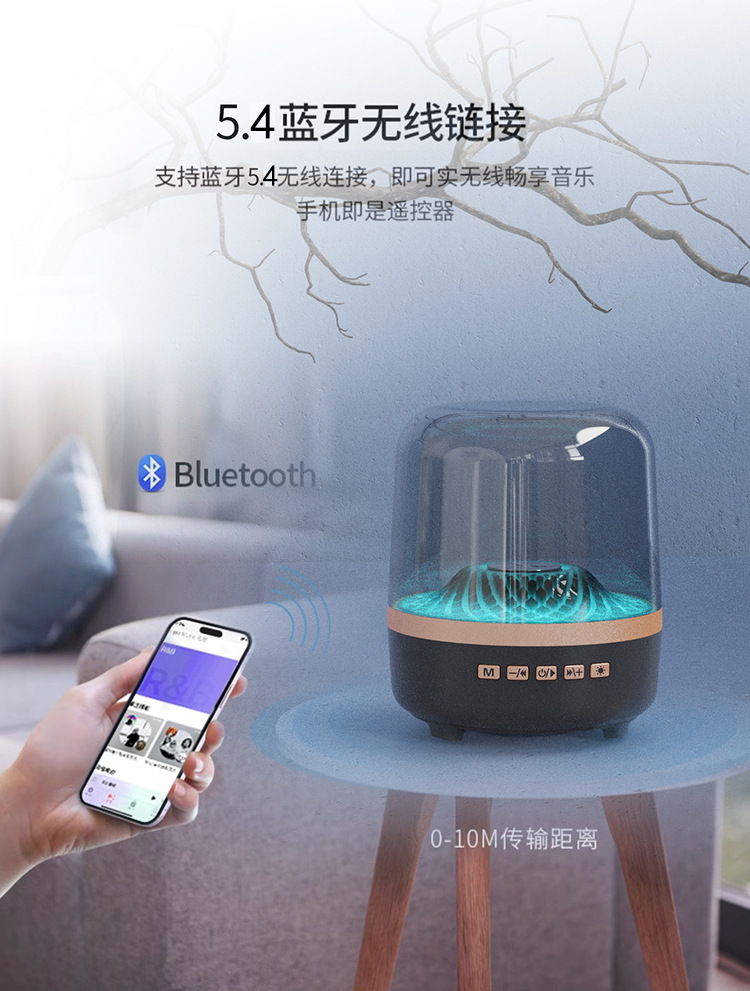 Cross-border e-commerce Bluetooth speaker, home wireless glass RGB lighting, portable desktop small subwoofer speaker pic 9