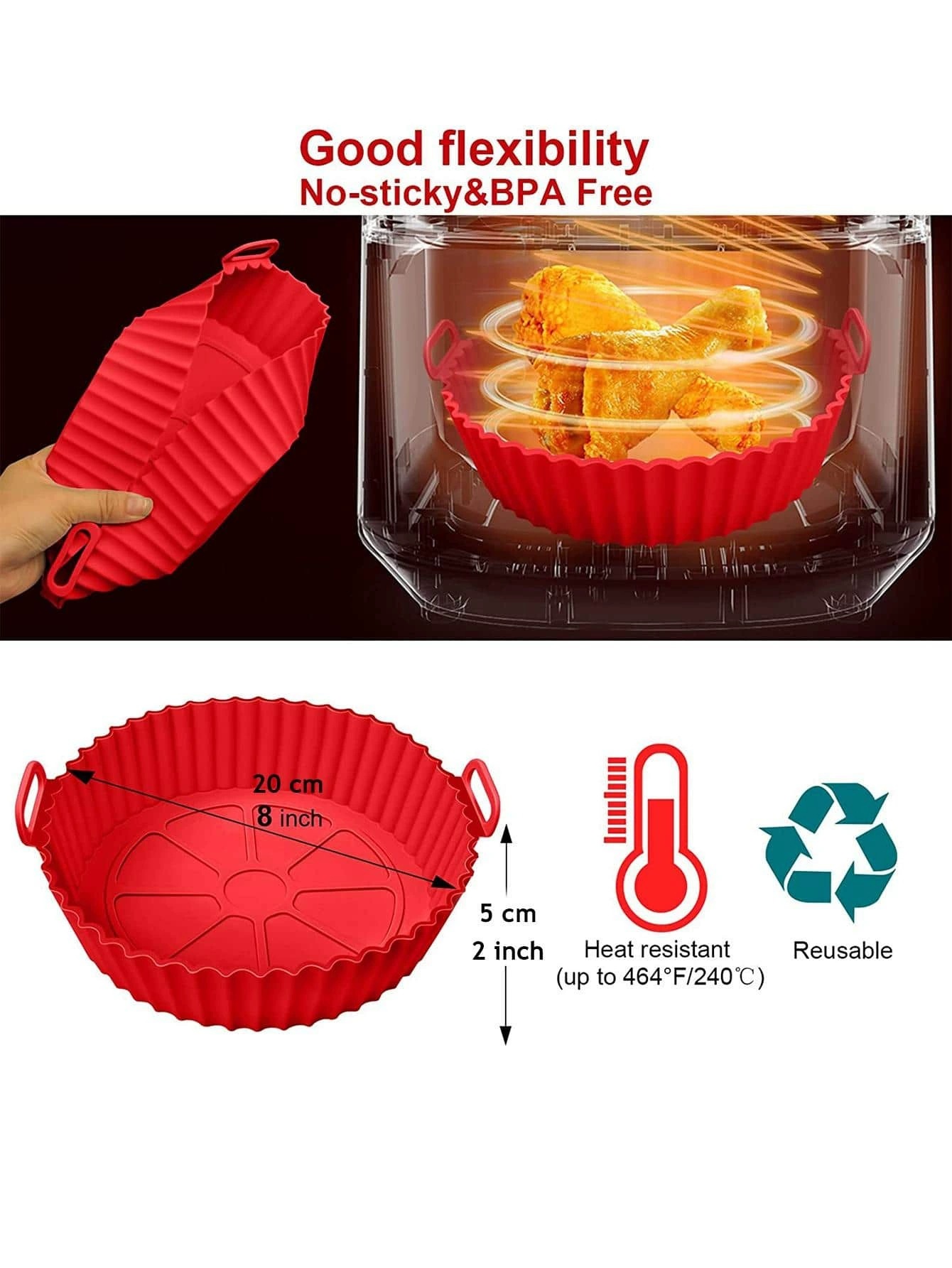 Air fryer, silicone baking tray, all-purpose oven baking tray, food-grade silicone barbecue tray, cake mold, baking mold pic 16