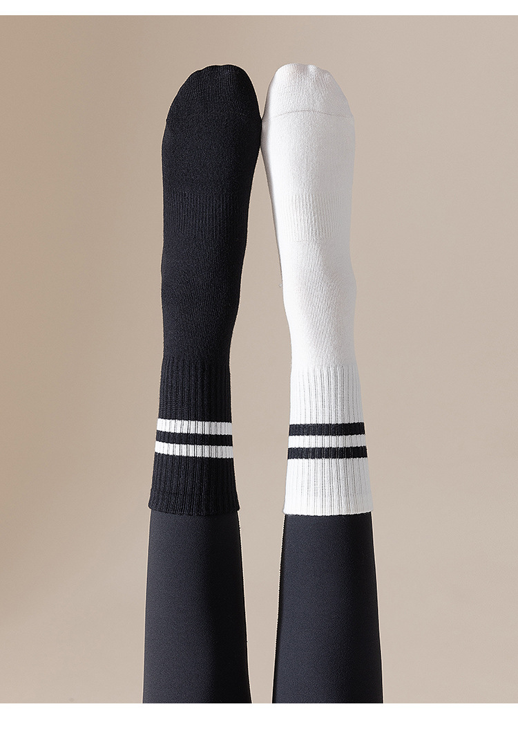 纯棉瑜伽袜子女中筒防滑硅胶室内健身普拉提运动休闲袜批发详情14