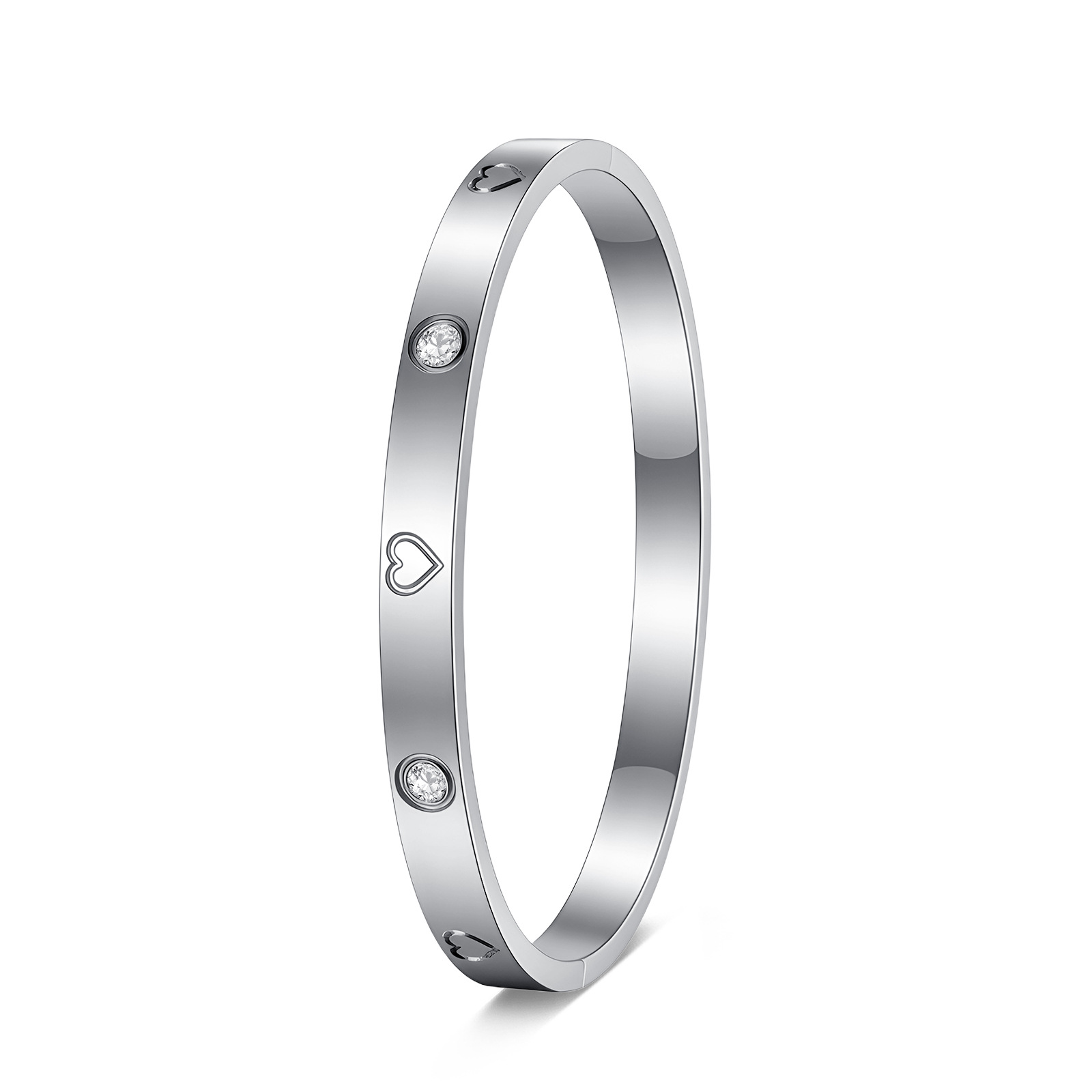 Titanium steel bracelet, a fashionable cross-border heart-shaped diamond-encrusted bracelet for women, exudes a sense of luxury. It is a gold electroplated bracelet accessory that does not fade pic 8