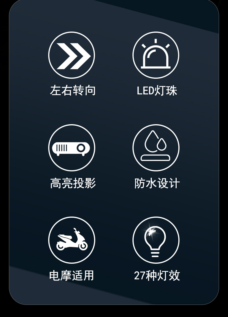 Motorcycle projection turn signal lights, electric vehicle ground lights, iridescent atmosphere LED atmosphere turning lights, high-brightness warning lights pic 2