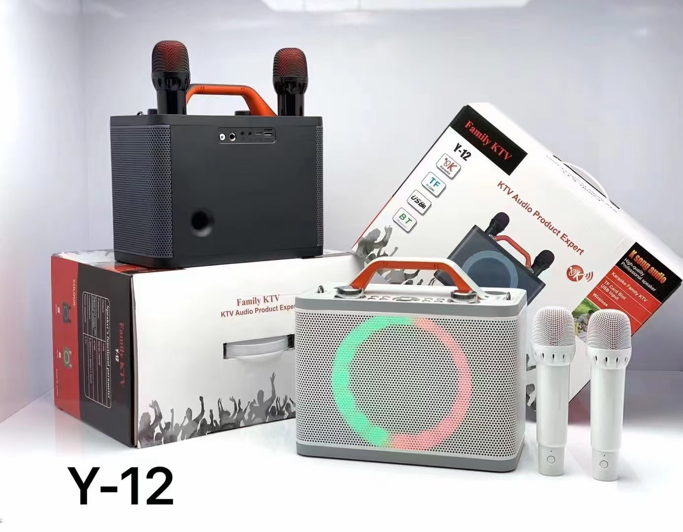 Hot-selling Y-12 color light wireless dual-microphone microphone Bluetooth home karaoke all-in-one speaker portable wireless Bluetooth pic 7