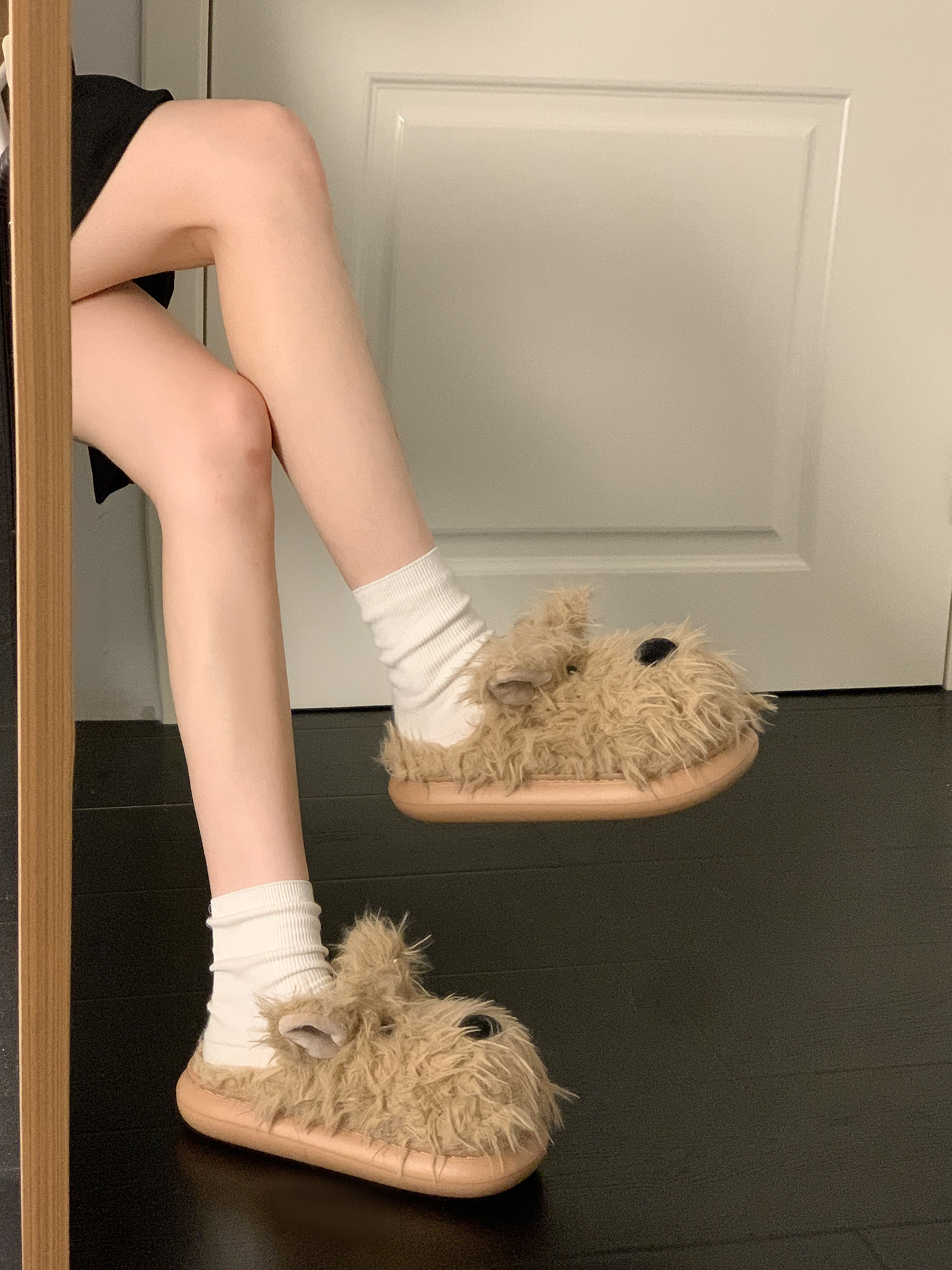 百搭潦草小狗毛毛拖鞋女外穿2025秋冬新款厚底增高保暖包头棉拖鞋详情8