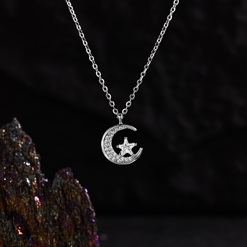 925通体纯银蝴蝶结心动玫瑰吊坠星月爆款高级感轻奢简约百搭项链详情21