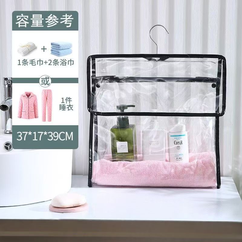 Transparent bathroom storage waterproof hanging bag, storage bag, student bathroom, dormitory for clothes, hanging on the wall, behind the door pic 10