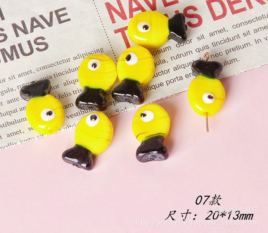 古法工艺琉璃可爱小鱼DIY 项链手链手机链饰配详情7