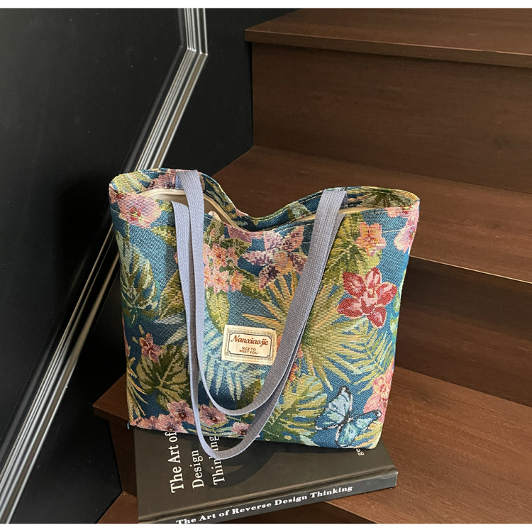 大容量国潮风帆布包包女2025新款通勤托特包女ins大学生上课单肩包详情13