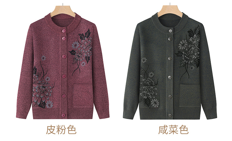 奶奶春装毛衣开衫宽松春秋女中老年人春秋装妈妈针织外套老人衣服详情7