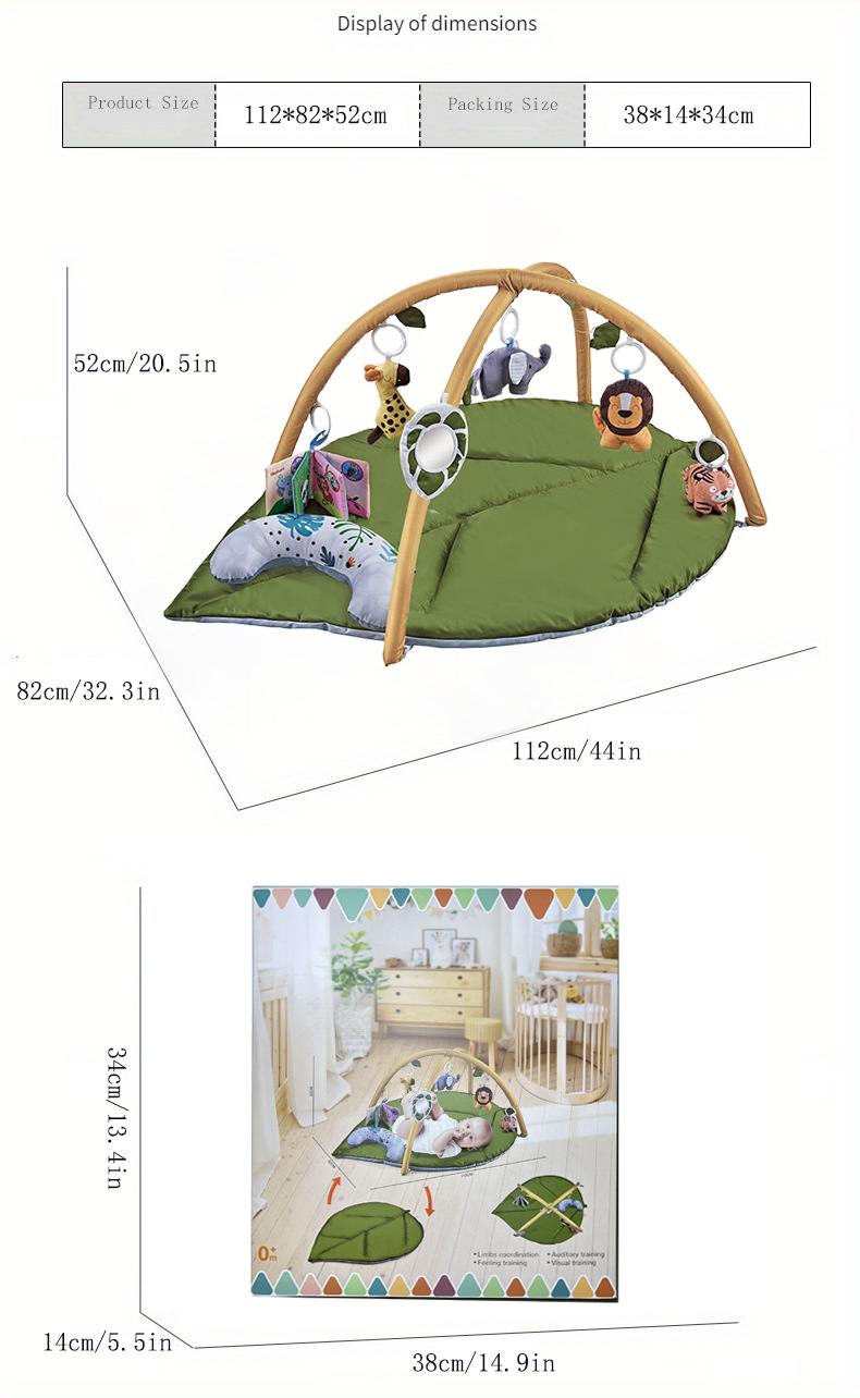 玩具婴儿叶子游戏垫爬行垫健身架带枕头爬爬垫布书吊件玩具游戏垫详情7