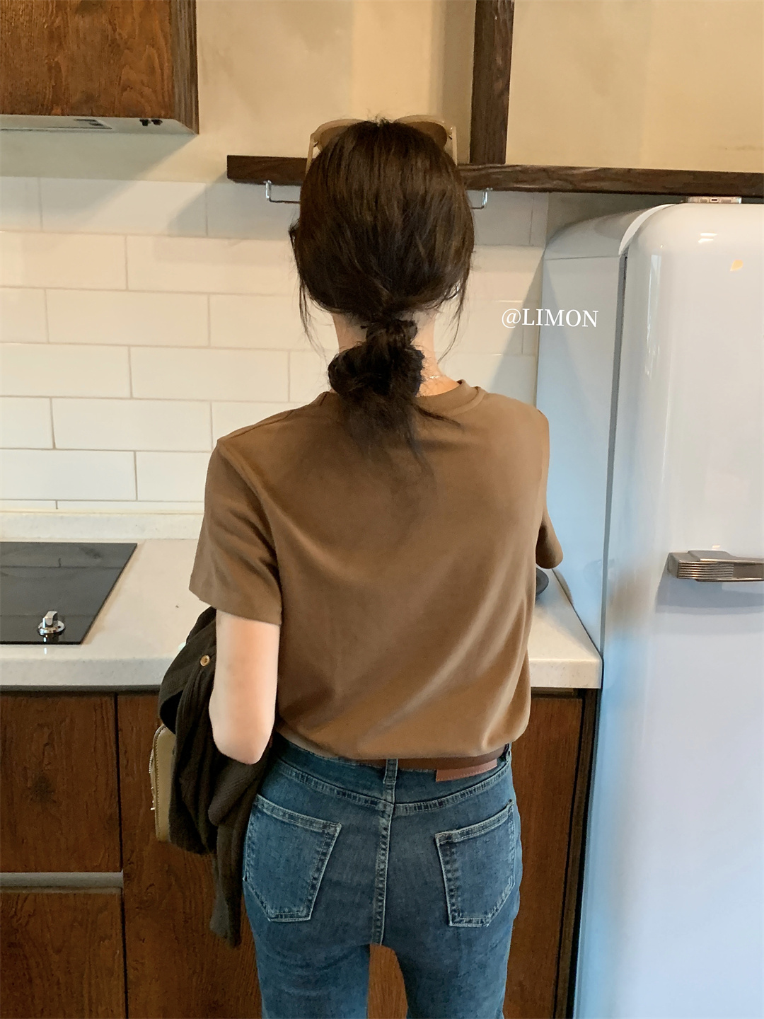 THE LEMON柠檬绿茶正肩磨毛短袖t恤女2024秋季新款百搭上衣打底衫详情35