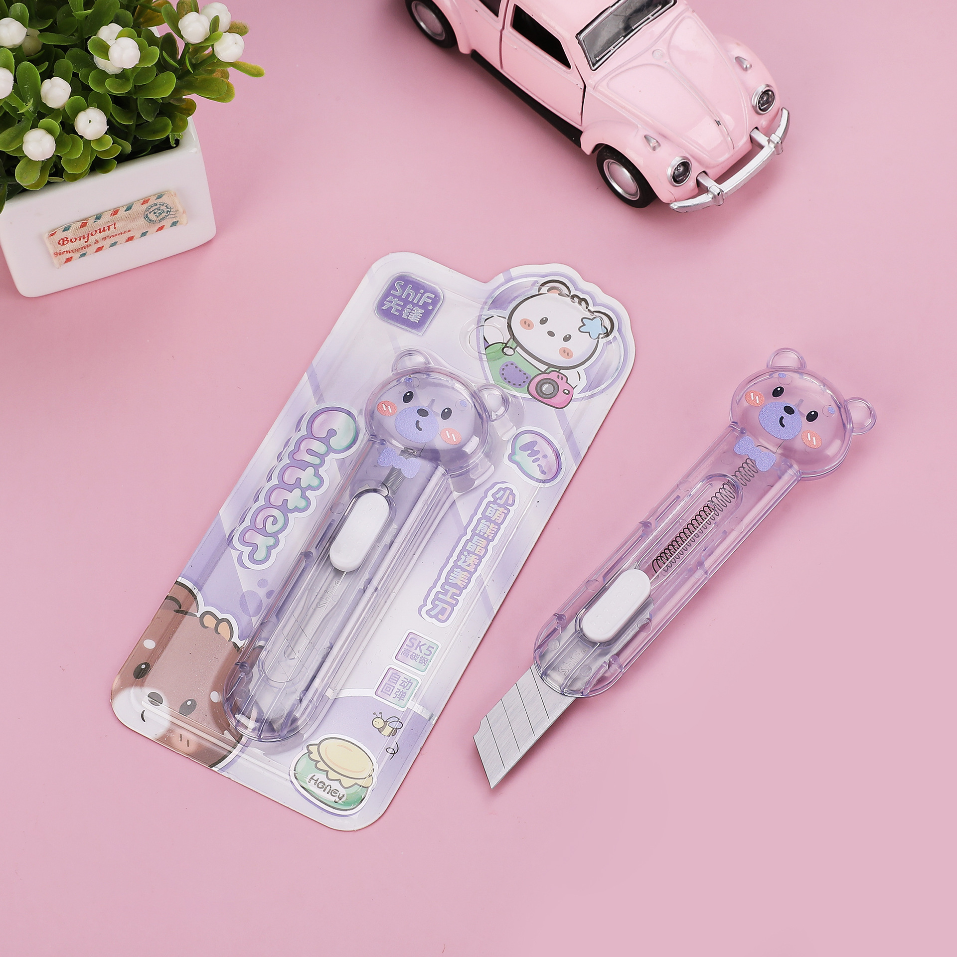 Pioneer 8186 Transparent Cartoon Mini Utility Knife Instagram Express package Opening Student handicraft Art Assignment Paper Cutting Office pic 12