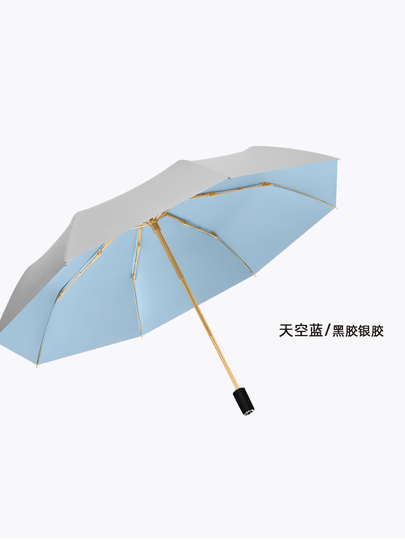 现货三折双层钛银遮阳伞女防晒防紫外线加固抗风雨伞纯色太阳伞详情27