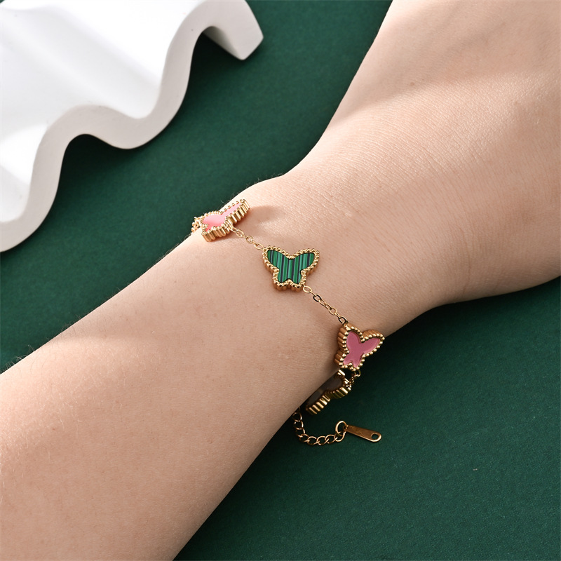 跨境时尚热销蝴蝶贝手链不锈钢简约脚链网红小众设计感饰品厂批发详情7