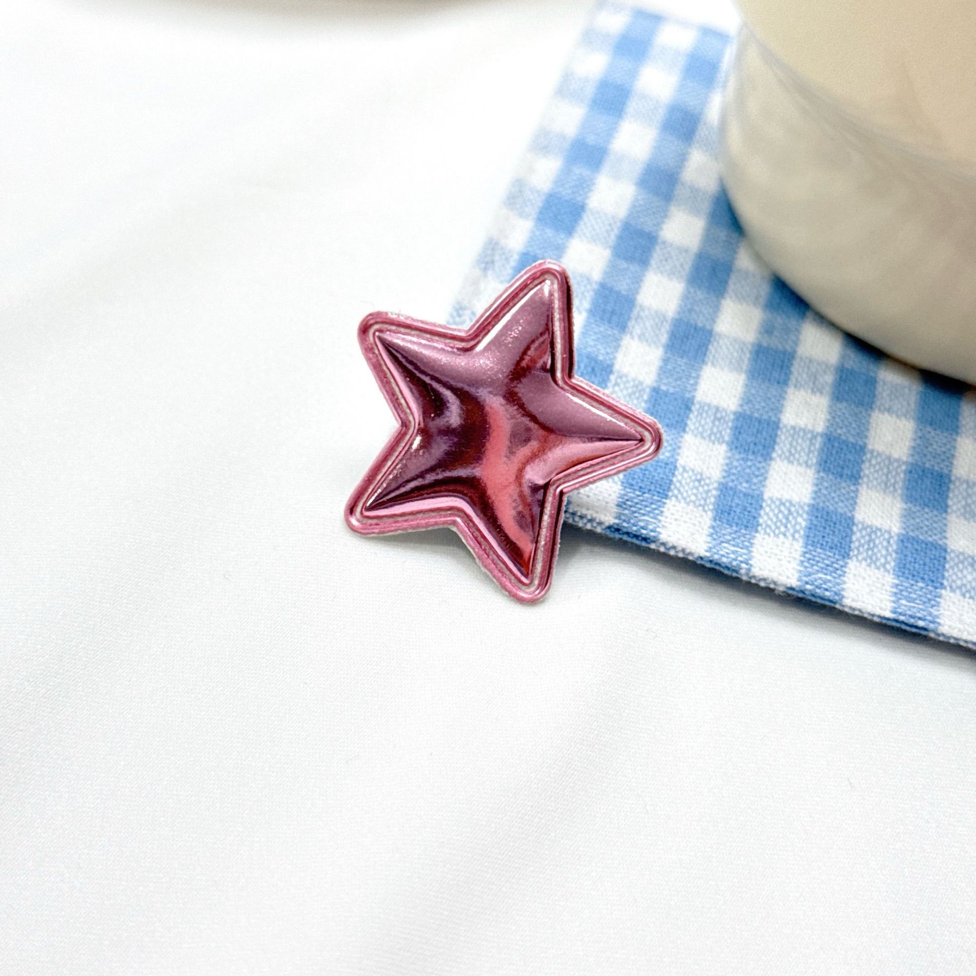 超声波压花星星闪粉DIY饰品配件PU亮面五角星儿童发饰发夹辅料详情10