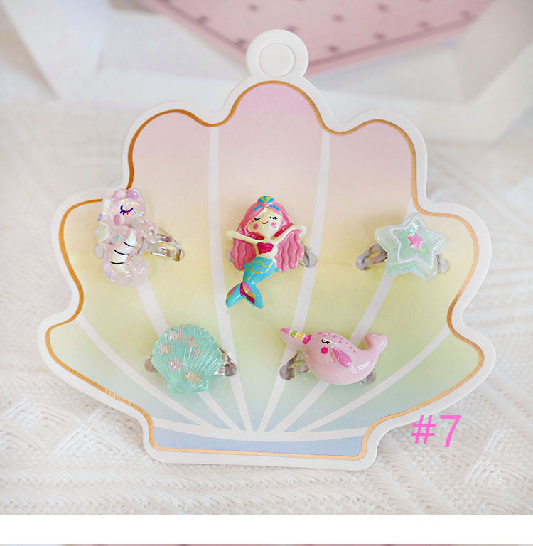 欧美外贸新款儿童首饰卡通火烈鸟冰淇淋星星蝴蝶结手链戒指耳夹详情13