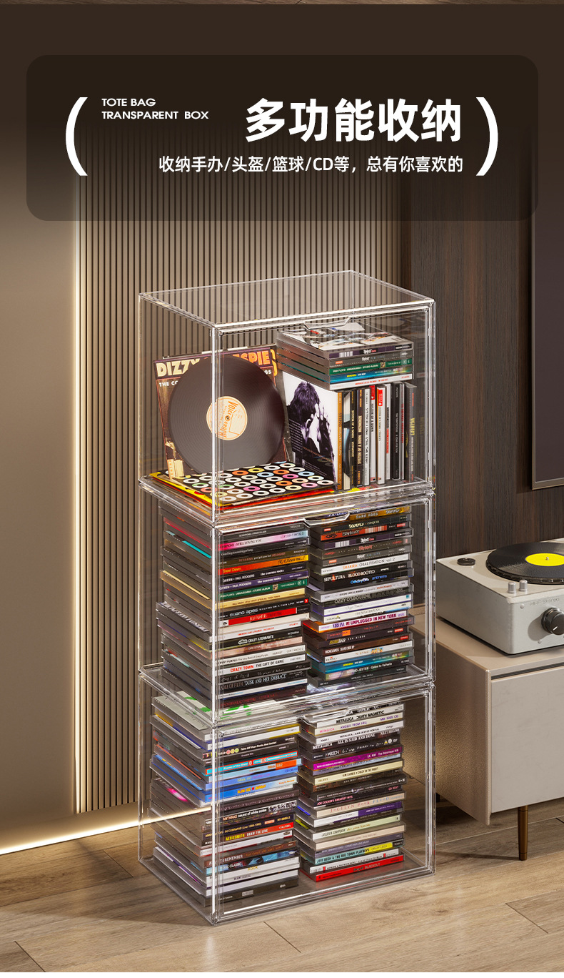 High-transparency shoe box, AJ high-top basketball shoe storage box, stackable magnetic figurine blind box display bag storage box pic 9