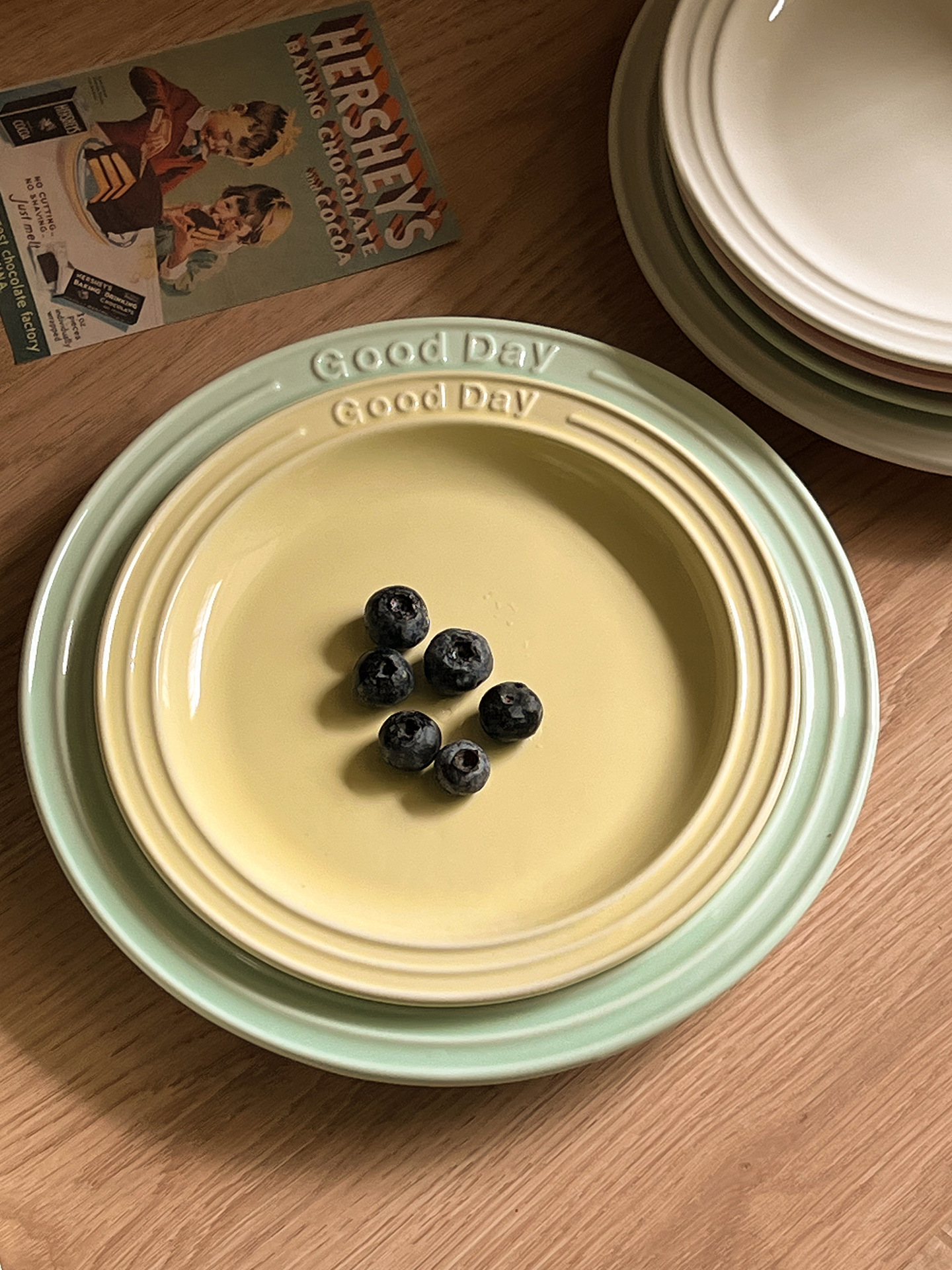 ins风浮雕字母盘奶油风奶呼呼西餐意面牛排甜品蛋糕盘质感颜值好详情12