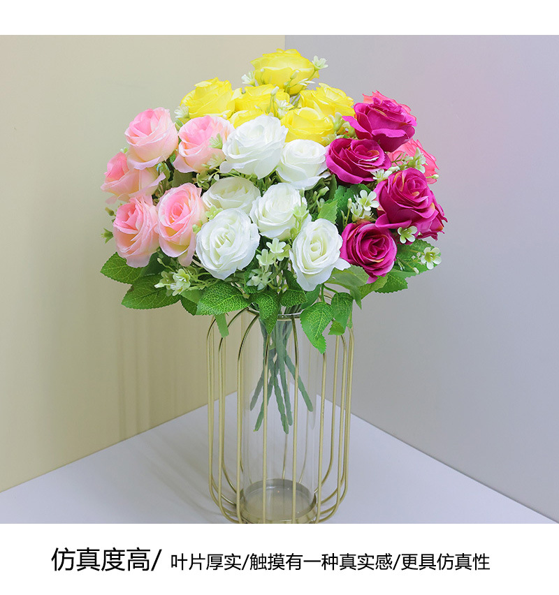 婚礼装饰假花玫瑰花束手捧花团圆仿真花艺办公文化园艺用品多色任选详情9