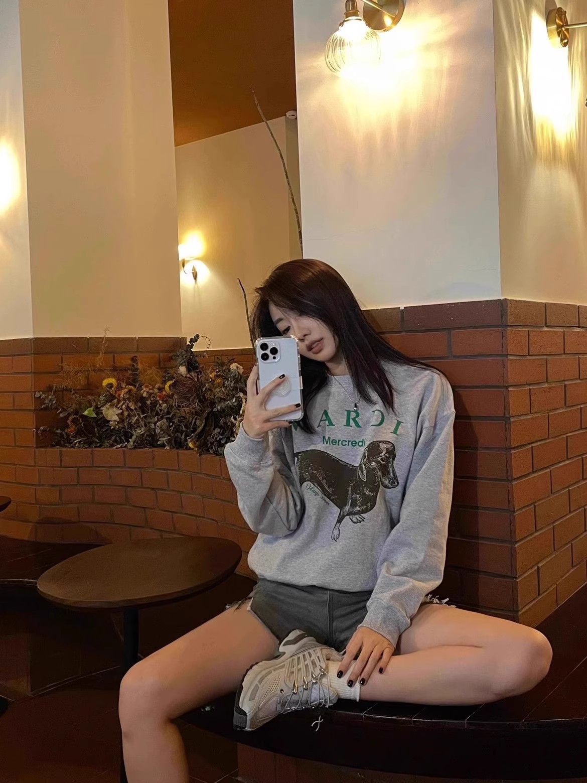 现货韩国潮牌Mardi卫衣女小雏菊24新款印花圆领上衣一件代发详情39