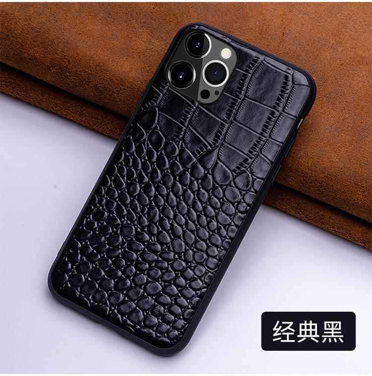 This genuine leather full-cover crocodile top and bottom pattern protective case is suitable for Apple iPhone 15/14 13 phone cases pic 12