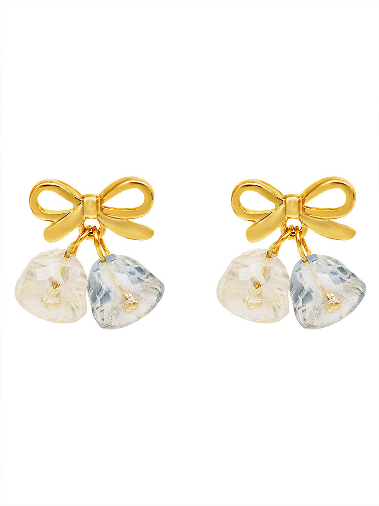 Colorful bow glass bell stud earrings, sweet and elegant, niche and playful, fresh and fashionable, high-end earrings pic 9