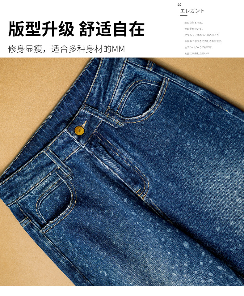 厂家直销新款复古蓝波点牛仔裤女设计感小众高腰宽松显瘦筒喇裤潮详情10