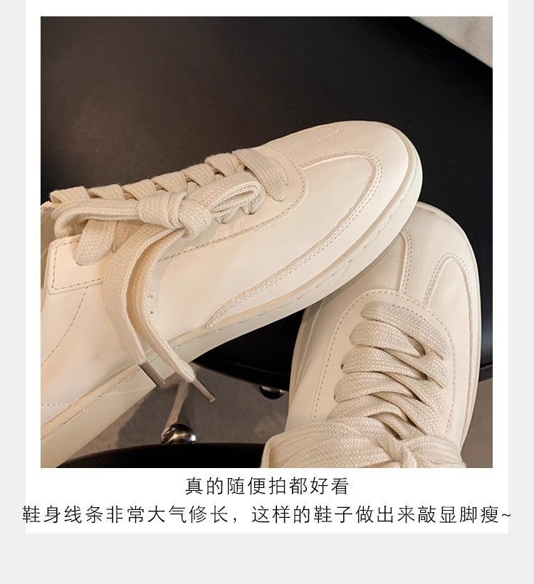 葡萄妈studiolee同款牛皮系带休闲百搭运动板鞋圆头小白鞋女新款详情11