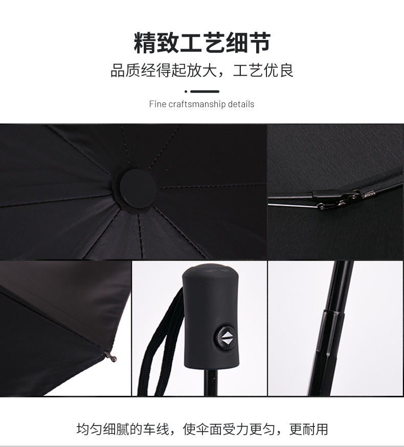 Fully automatic 8-bone outdoor umbrella, all-weather umbrella, umbrella for sun protection, automatic black rubber umbrella, folding umbrella pic 10