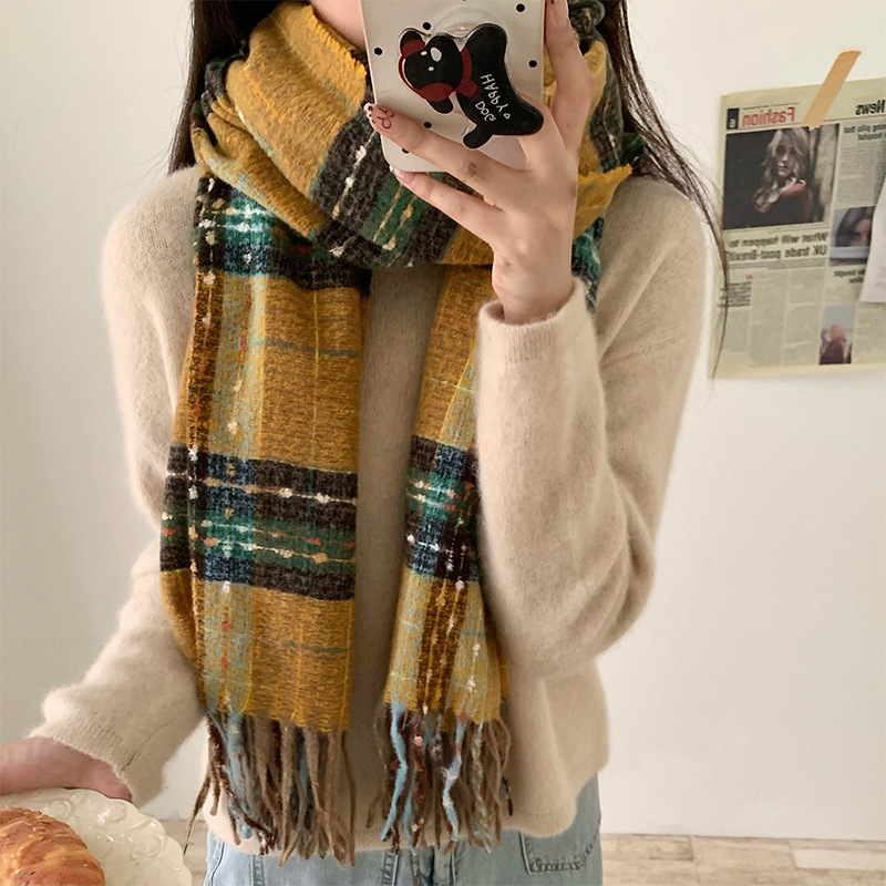 New InS-style high-end scarves for autumn and winter, striped checkered color-blocked warm scarves, starry sky scarves pic 7