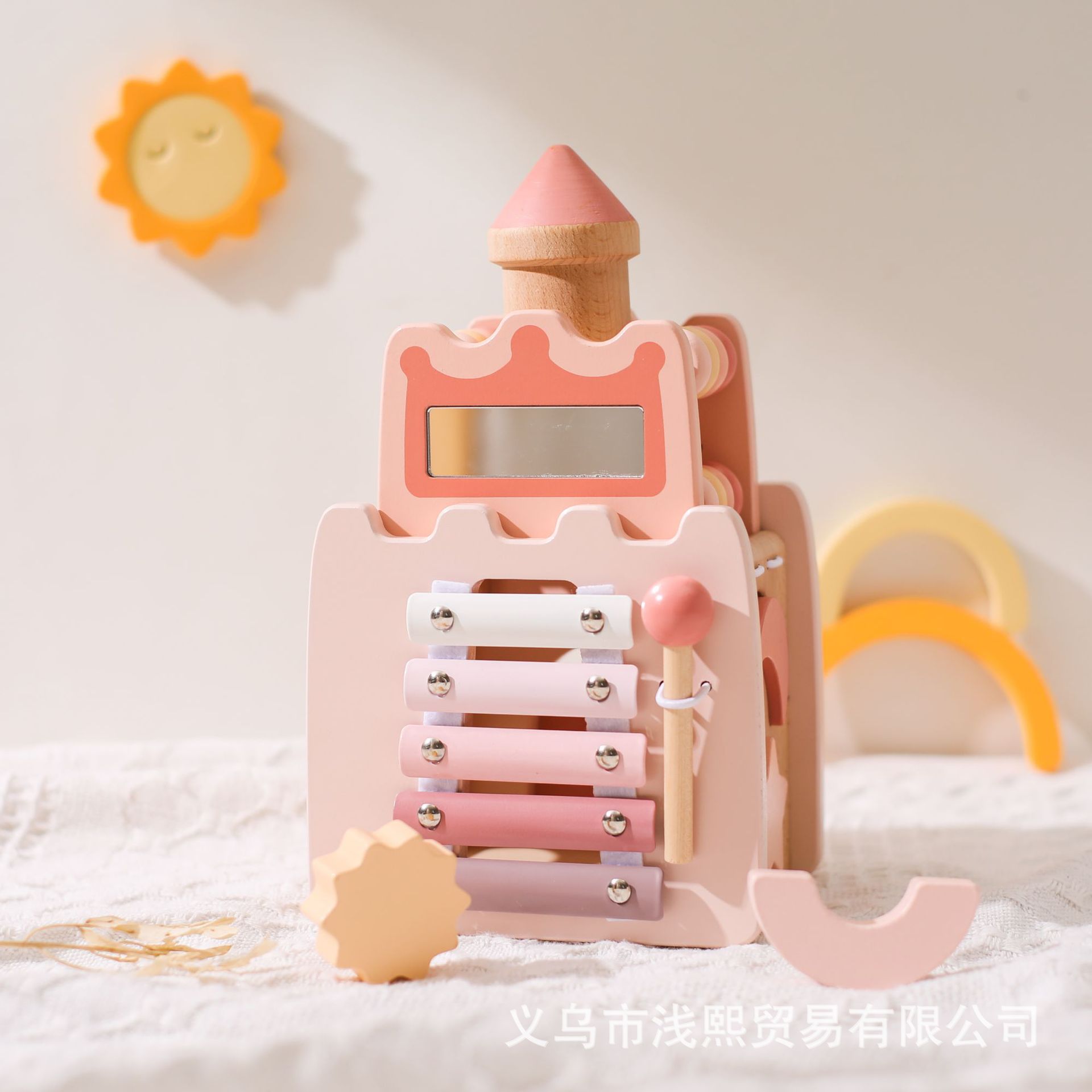 木质卡通儿童早教城堡小公主早教益智多功能玩具敲琴配对拼插玩具详情26