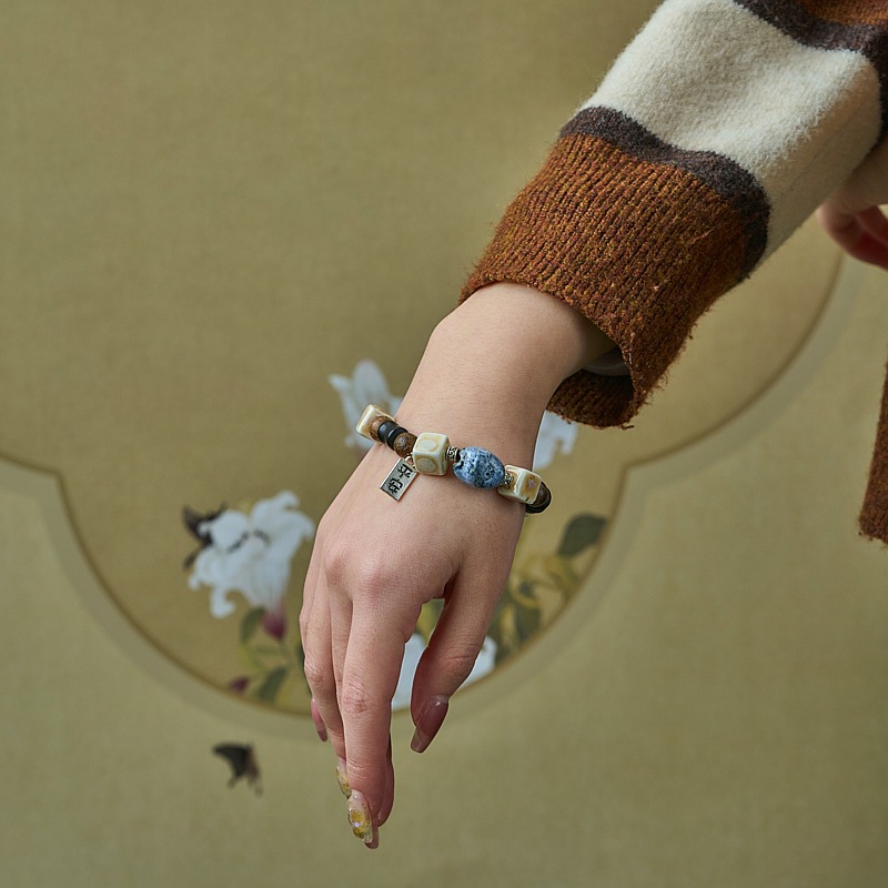 景德镇陶瓷手串礼物新中式百搭一缕瓷集小清新女生手工编织原创详情2