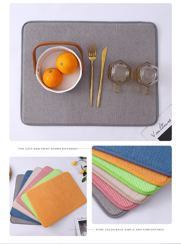 跨境超细纤维吸水速干餐垫家用厨具沥水干燥垫锅碗杯蝶干物垫杯垫详情8