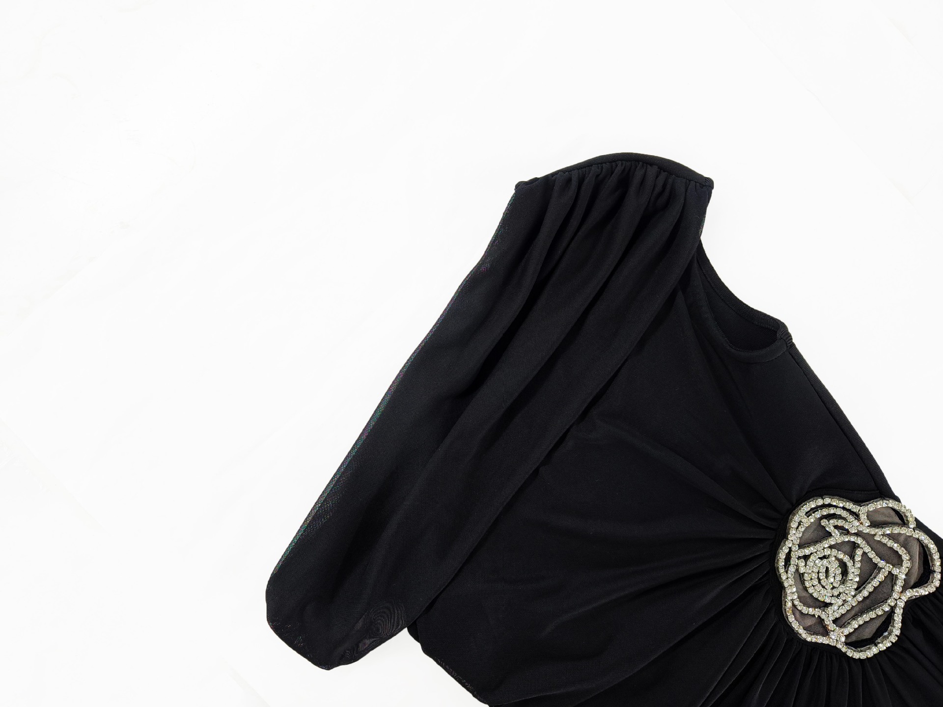 御姐风女装2025春夏斜肩花朵高品质大牌Elegant连衣裙派对小礼服详情15