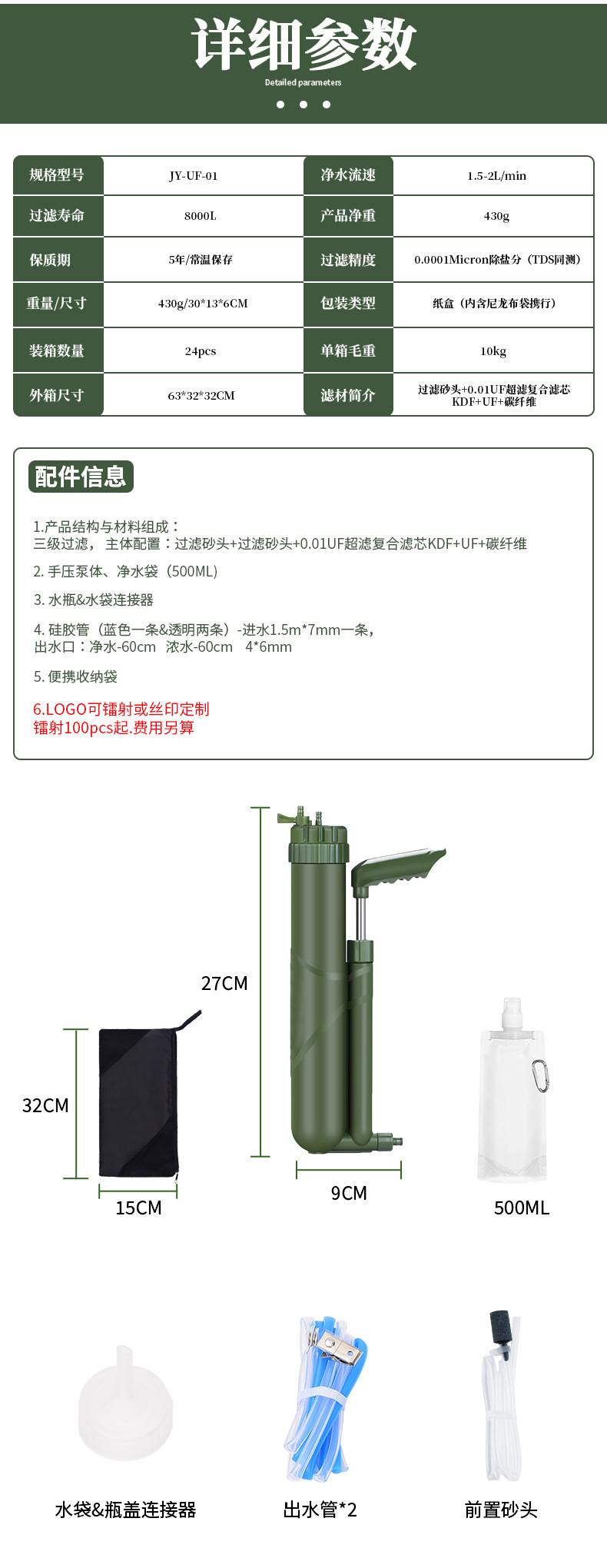 应急单兵户外净水器便携式超滤直饮野营野外生存旅行UF过滤装备详情2