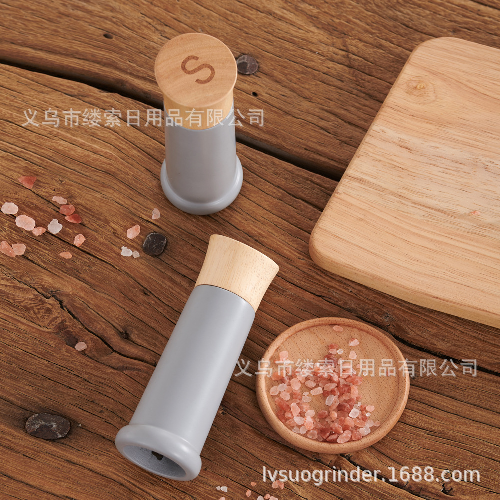 Cross-border set pepper grinder Manual pepper grinder reverse grinding core grinding wooden manual grinder pic 4