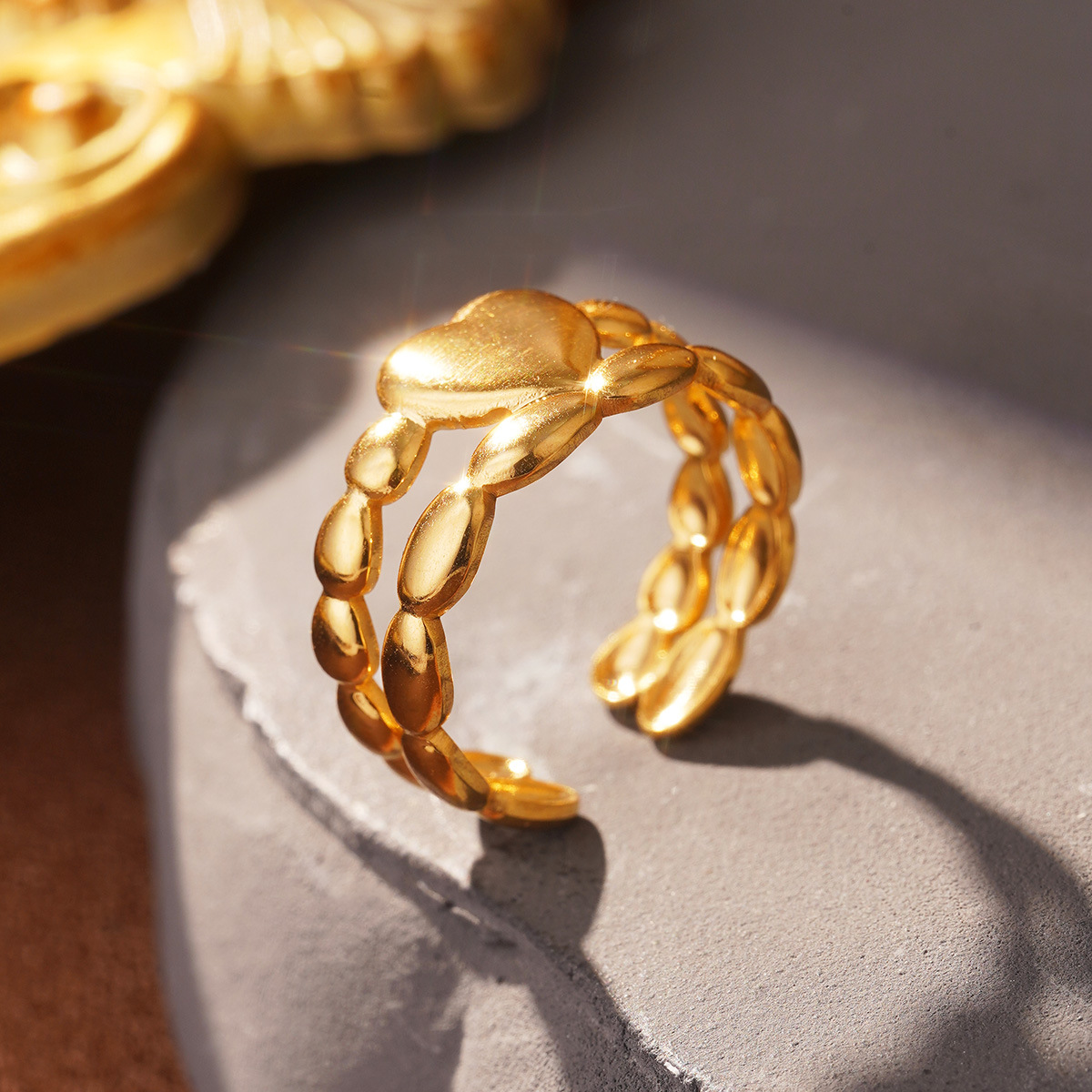 Wholesale of fashionable and versatile titanium steel, stainless steel leaf oval lines, niche and light luxury, adjustable opening rings pic 43