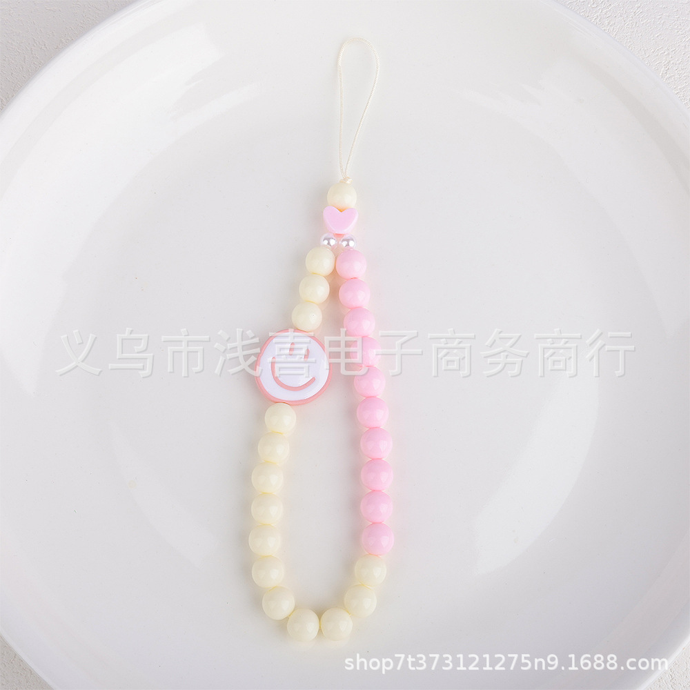 New candy-colored smiling face mobile phone chain diy, colorful beaded splicing chain, mobile phone lanyard, keychain, mobile phone pendant pic 2