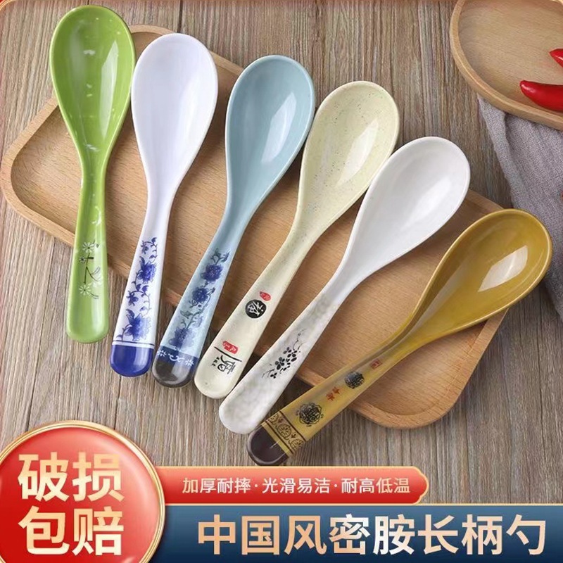 食品级密胺勺子长柄中式喝汤匙仿瓷塑料勺商用餐饮饭店超市酒店匙详情3
