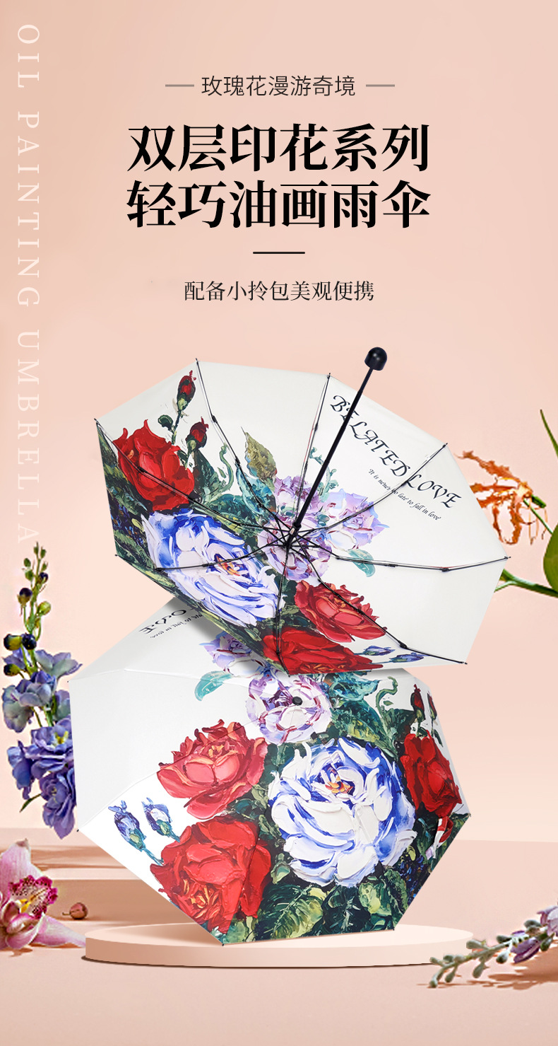 胶囊遮阳伞户外防晒花卉礼品伞晴雨两用便携折叠太阳伞定logo广告详情3