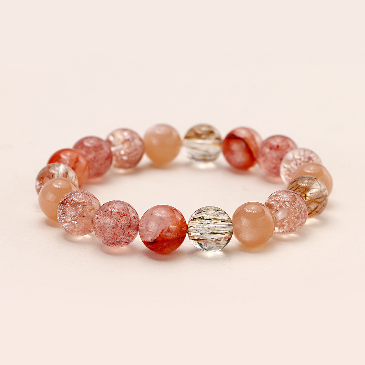 Strawberry Fireworks multi-treasure beaded bracelet for women, a niche high-end sensory color hair crystal red gel flower fireworks Super Seven crystal bracelet pic 20