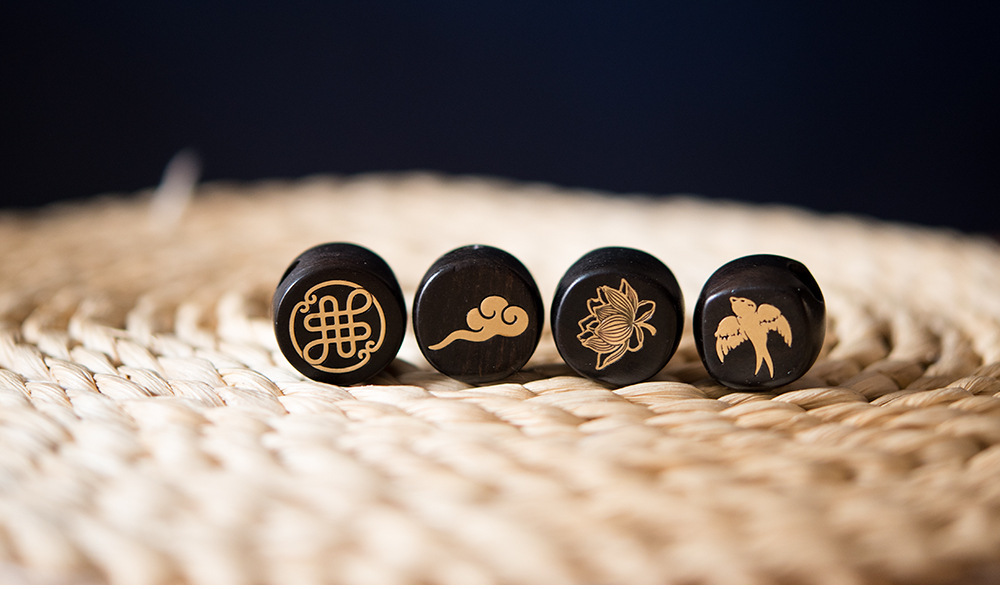 黑檀木创意钥匙扣嵌铜片祥云金丝燕中国结时尚饰品礼品YSK071详情9