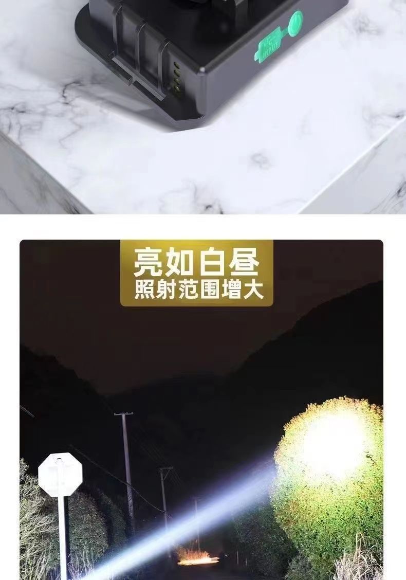 LED 黄光头灯超亮可充电头戴式强光感应特亮手电筒小型便携式夜详情10