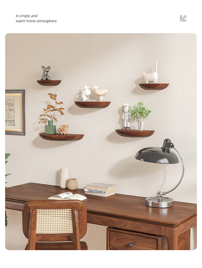 免打孔半圆实木隔板墙上置物架装饰北欧壁挂式客厅电视墙网红家居详情21